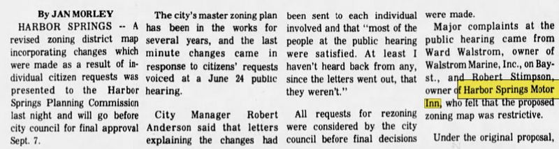 Best Western Of Harbor Springs (Harbor Springs Motor Lodge, Harbor Springs Motor Inn) - Aug 1976 Owner Disagrees With Zoning Change (newer photo)